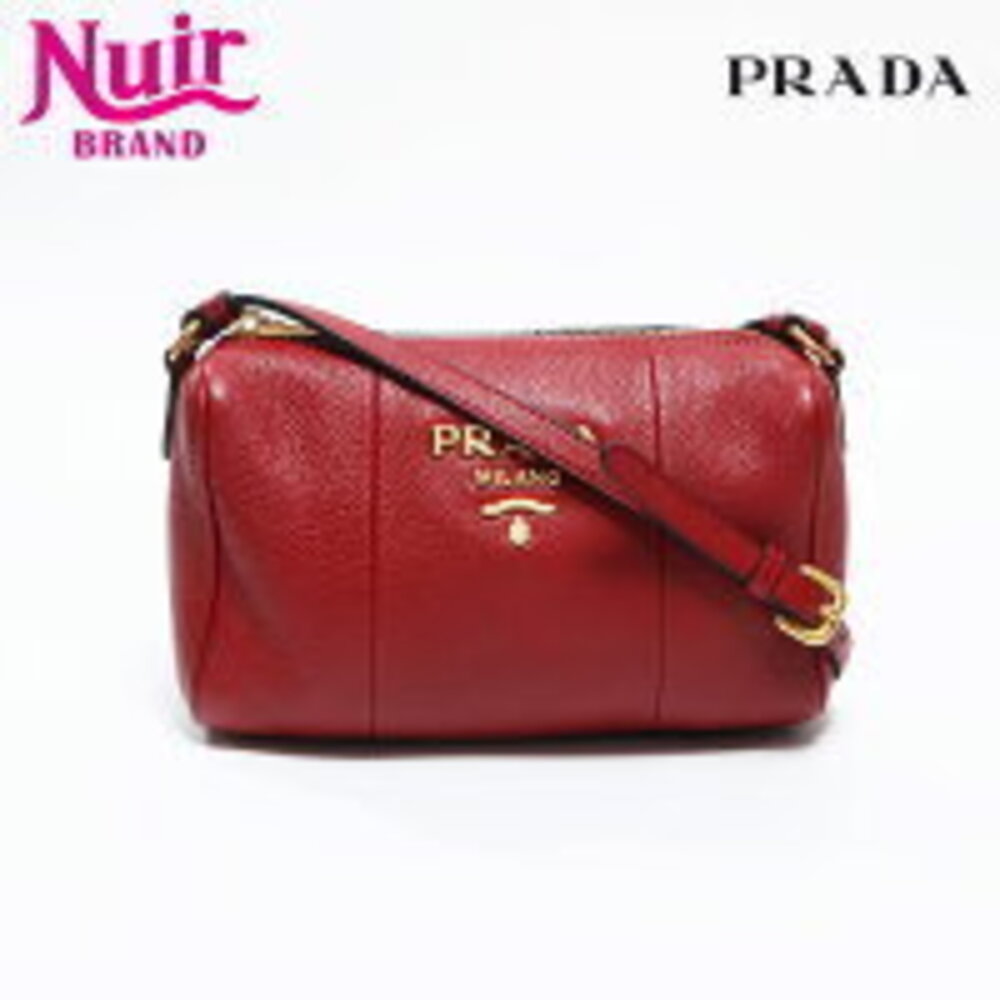 Prada Leather Logo Shoulder Bag Red